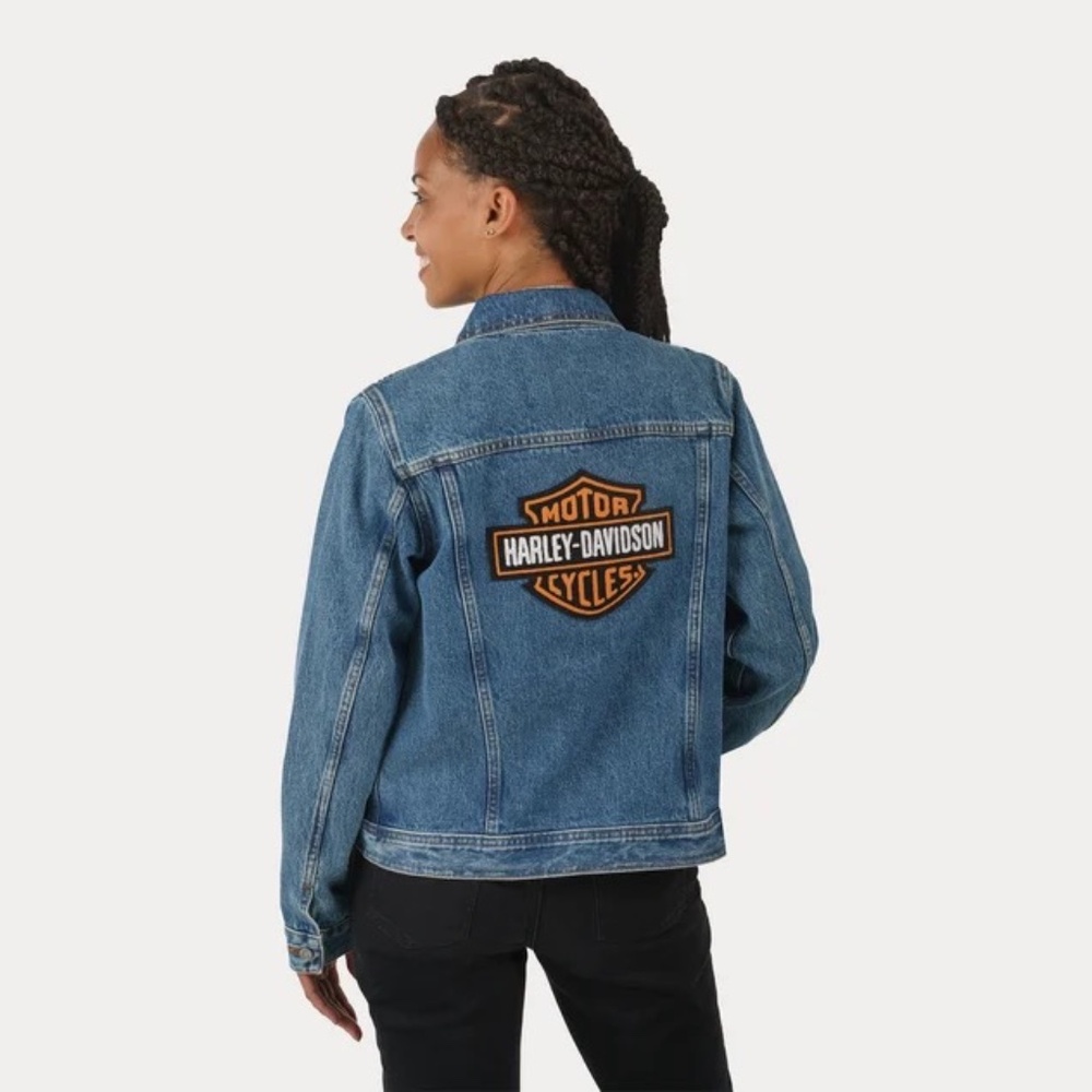 NWT Harley-Davidson Blue & Shield Denim Bar Jacket Medium Indigo